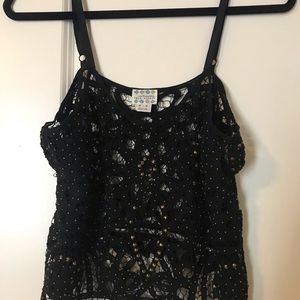 Free people lace and beaded tank top